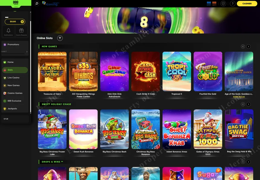 Browsing the 2,500+ slot library with 888 Originals