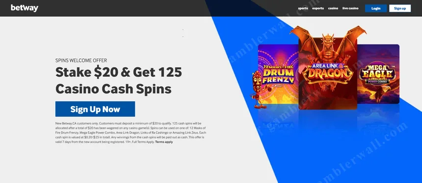 Betway homepage — casino and sportsbook in one platform