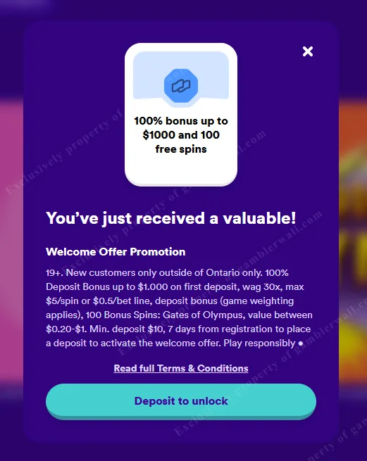 Deposit bonus details and wagering requirements