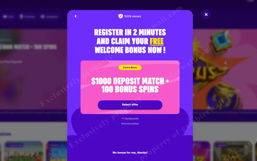 Welcome bonus — 100% up to C$500 + 75 free spins