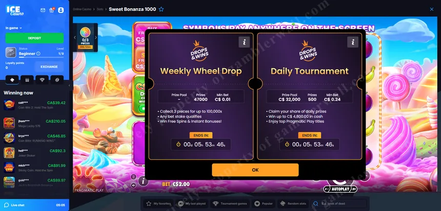 Drops & Wins — progressive prize pools and timed events