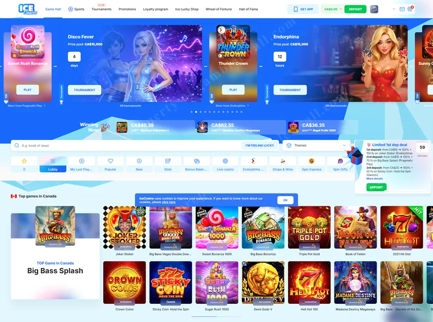 Browsing the 3,500+ game library at Ice Casino