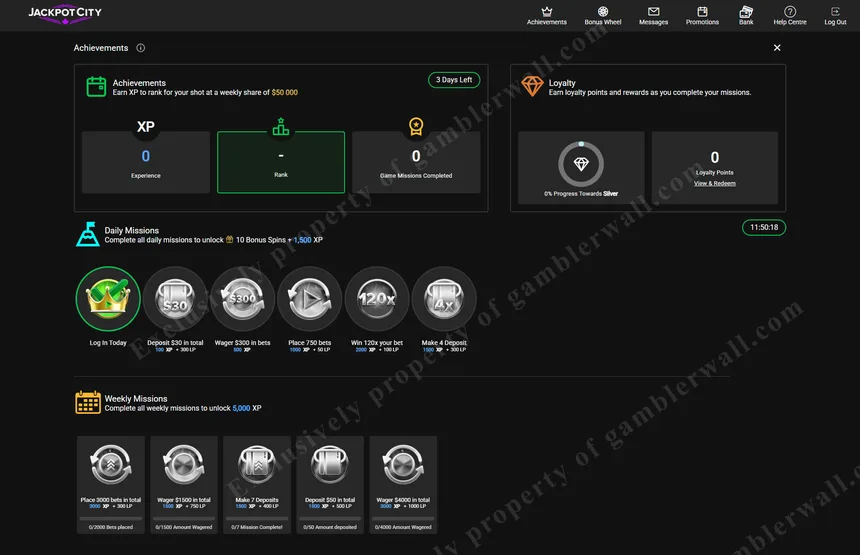 Player achievements and loyalty rewards dashboard