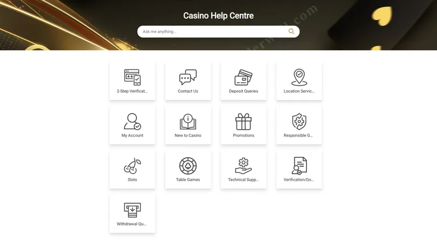 Help Centre with FAQ and 24/7 live chat support