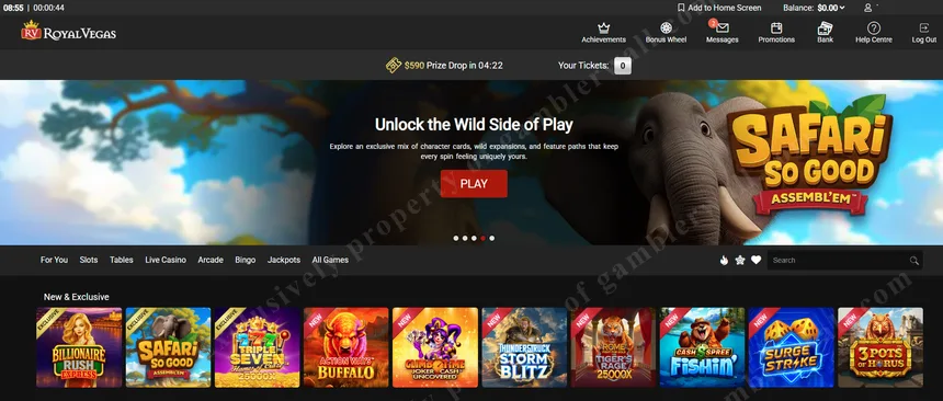 Casino lobby — 1,500+ Microgaming titles including Mega Moolah