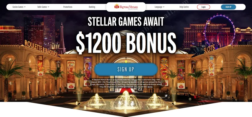 Royal Vegas homepage — classic casino experience since 2000