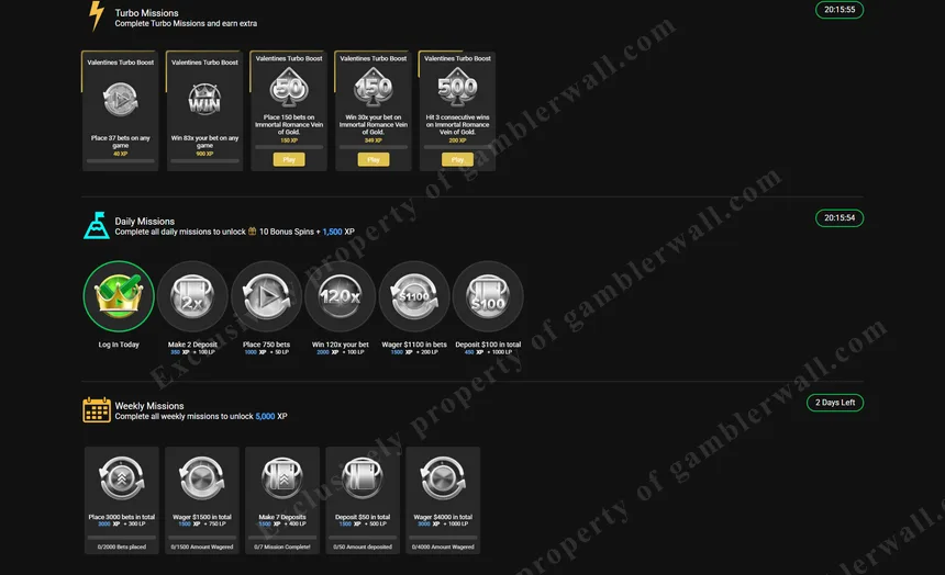 Player missions and achievement rewards system