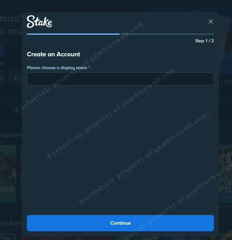 Sign-up form with promo code for 200% bonus